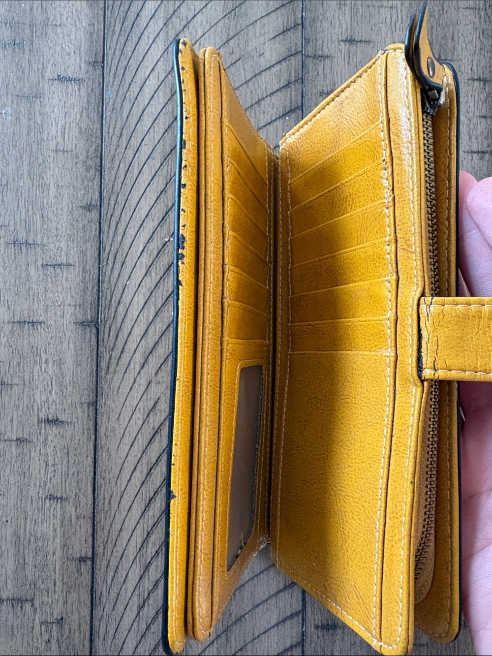 Yellow Women's Zip Wallet with Snap Closure - Picture 4 of 9